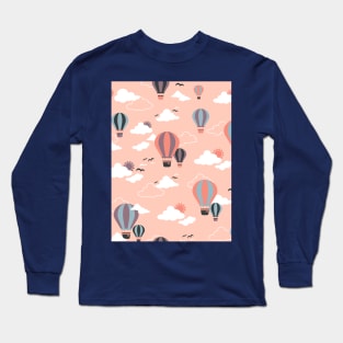 Sunset Hot Air Ballon Pattern Long Sleeve T-Shirt